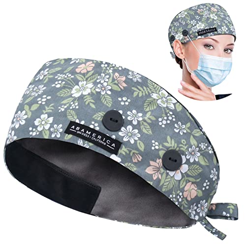 Image of ABAMERICA Working Caps with Button and Sweatband, Adjustable Working Hats for Women Men, One Size(Tie Back or Toggle)