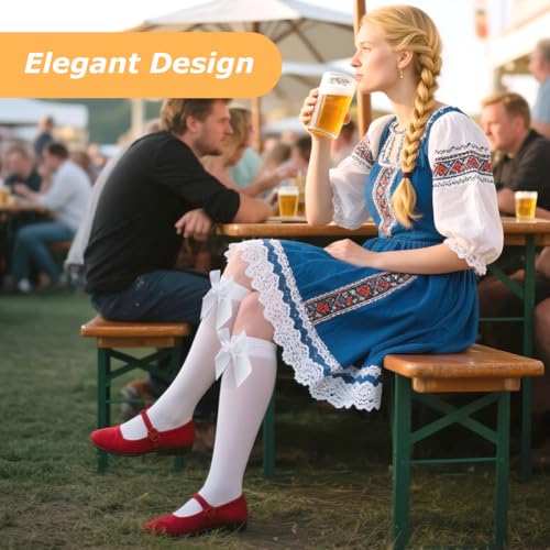 image for BNYTXV Oktoberfest Socks, 3Pair Women Thigh High Socks, White Knee Hig