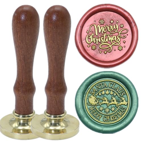 Santa Claus Wax Seal Stamp Set, ONWINPOR 6Pcs Christmas Tree Elk Wax Seal Stamp Kit Removable Sealing Stamp Head, Northpole Wax Seal Kit Great for Decorating Christmas Party Invitations (SDkit01) - Thumbnail 3