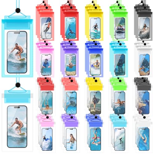 Pochette étanche smartphone Flutesan : lot de 60 sacs étanches multicolores avec cordon de 19,1 cm