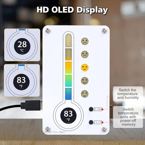 DIY Thermo-Hygrometer Soldering Kit, ICSTATION Temperature and Humidity Meter with Expression LED, ℃/℉ Switchable STEM Electronics Learning Project for School Education, Home & Office Use - Image 6