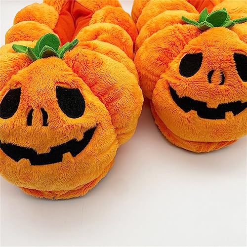 Miahhy Halloween Slippers, Halloween Pumpkin Slippers, Women Plush Cute Slippers Home Indoor Anti-Slip Faux Fur Soft Warm Shoes3