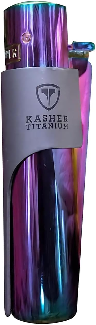 Kasher 360 Titanium Round Tool with Lighter - ICY Metallic Lighter with Sandblasted Tool