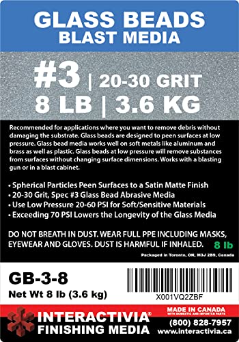 Interactivia #3 Glass Beads - 8 Lb Or 3.6 Kg - Blasting Abrasive Media (Course) #TOP5