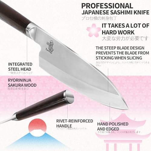 Ryorininja Dexter Deba Knife 8Inch Japanese Steel Kitchen Chef Knife thumb #3