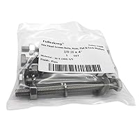 Vista 9 de Tornillos de cabeza hexagonal de acero inoxidable 3/8-16x4, tuercas, arandelas planas y de bloqueo, 18-8 (304) S/S, totalmente roscados por perno
