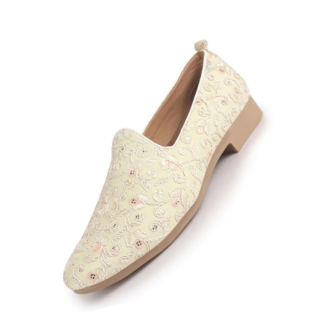Men Leaf Design Embroidery Fabric Upper Party Slip On Loafers | Ethnic Juttis and Mojaris for Kurta-Jacket Sets | Indo-Western Outfit Slip-Ons with Memory Cushioned Insole-image-39