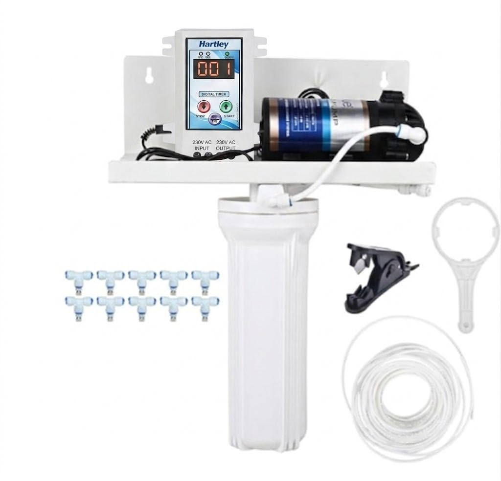 Hartley® Premium High Pressure Fogger Kit with 10 Nozzles| Preassembled Fogging Pump with Digital Timer for Dairy Farms, Restaurants, Cafes and Outdoor Spaces Misting-image-10