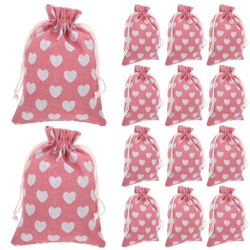 Bolsas pequeña para joyería de algodón rosa lavable en pack de 50 2