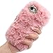 Produktbild Jorisa Plüsch Hülle für Samsung Galaxy S21 Plus 5G,Niedlich Pelzige Flauschige Kaninchen Fell Haar Winter Warm Handyhülle Glitzer Kristall Diamant Weich Silikon Hülle für Mädchen Frauen,Rosa