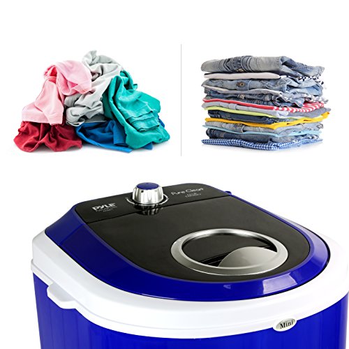 Pyle Upgraded Version Portable Washer - Top Loader Portable Laundry, Mini Washing Machine, Quiet Washer, Rotary Controller, 110V - For Compact Laundry, 4.5 Lbs. Capacity, Translucent Tubs #TOP1