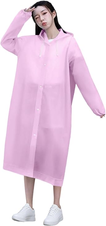 Hooded Raincoats Adult Waterproof Rain Jacket Rainproof Ponchos | Long Raincoat, Hood Lightweight, Button Snap, Portable Rain Poncho