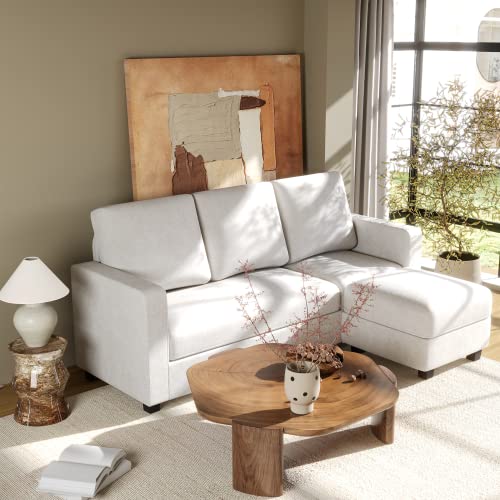 Flamaker Convertible Sectional Sofa Couch, L-Shaped Couch 3-Seat Sofa With Reversible Chaise, Modern Linen Fabric Couches For Living Room, Apartment And Small Space (Grey) #TOP4