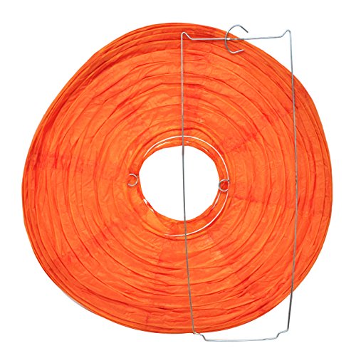 Image of Mudra Crafts 12 Inch Round Chinese Orange Paper Lanterns Hanging Decor | 10 PCs, Reusable, Indoor Outdoor Decorative Lamp Shade, for Ceiling, Wedding, Shower, Party, Festival, Home Decoration
