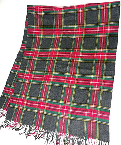 KGM Accessories Grand Écharpe foulard écossais tartan Gris