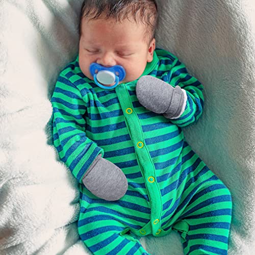 Baby Winter Mittens Adjustable Easy-On Newbron Warm Gloves Sherpa Lined Fleece Infant Mittens Winter For Boy Girl (Grey/White) #TOP5