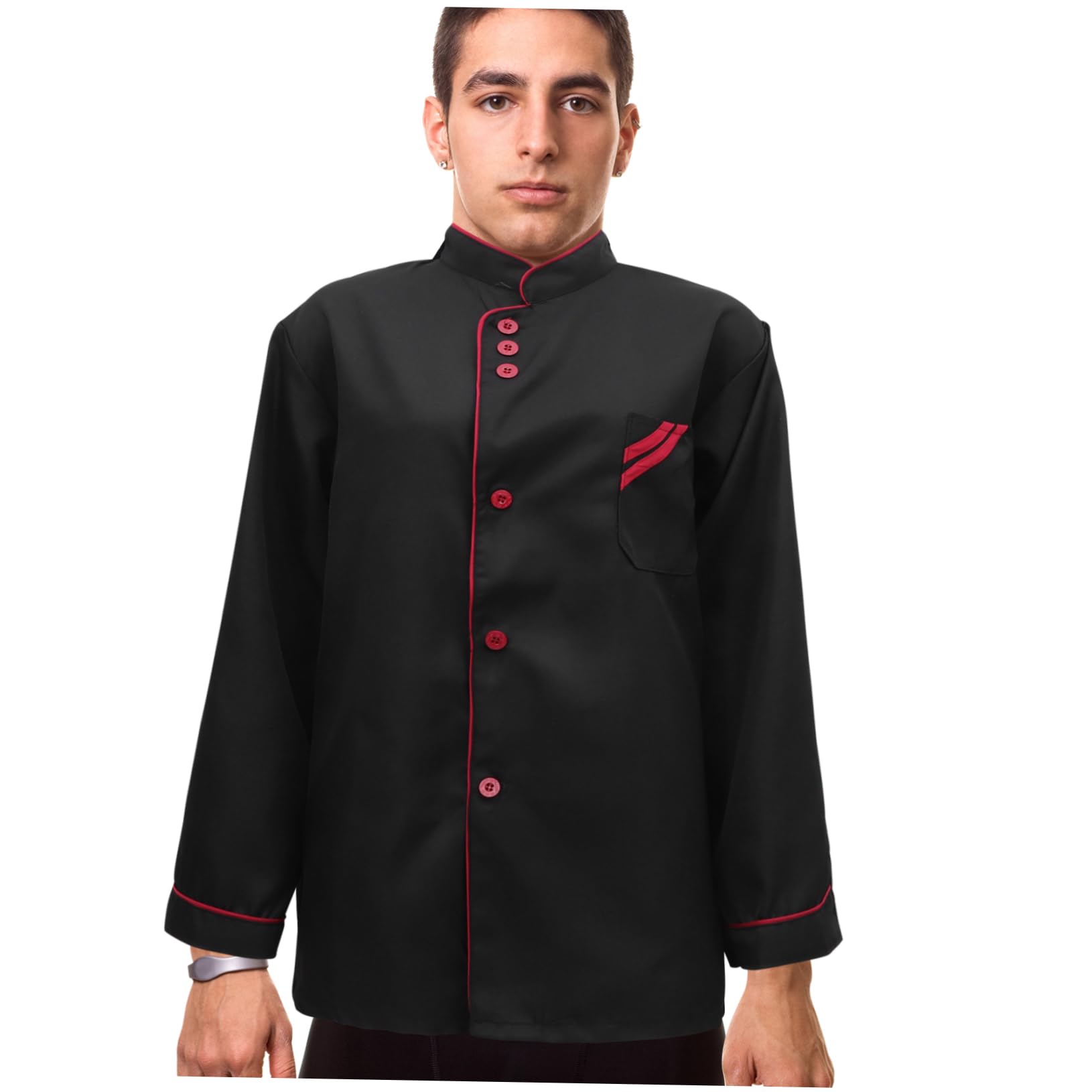 BESTYASH Long Sleeve Unisex Chef Coat Oil Catering Jacket for Kitchen Bakery Restaurant Xxl Black Practical Uniform for Men Women