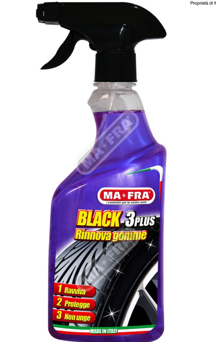 Set Trattamento Plastiche 3in1, Pulitore Cerchi e Gomme, Trattamento Pelle 3in1, Trattamento Tessuti 3in1, Black 3plus Rinnova gomme, Glass Cleaner vetri, Killer Rimuove Insetti (500ml)