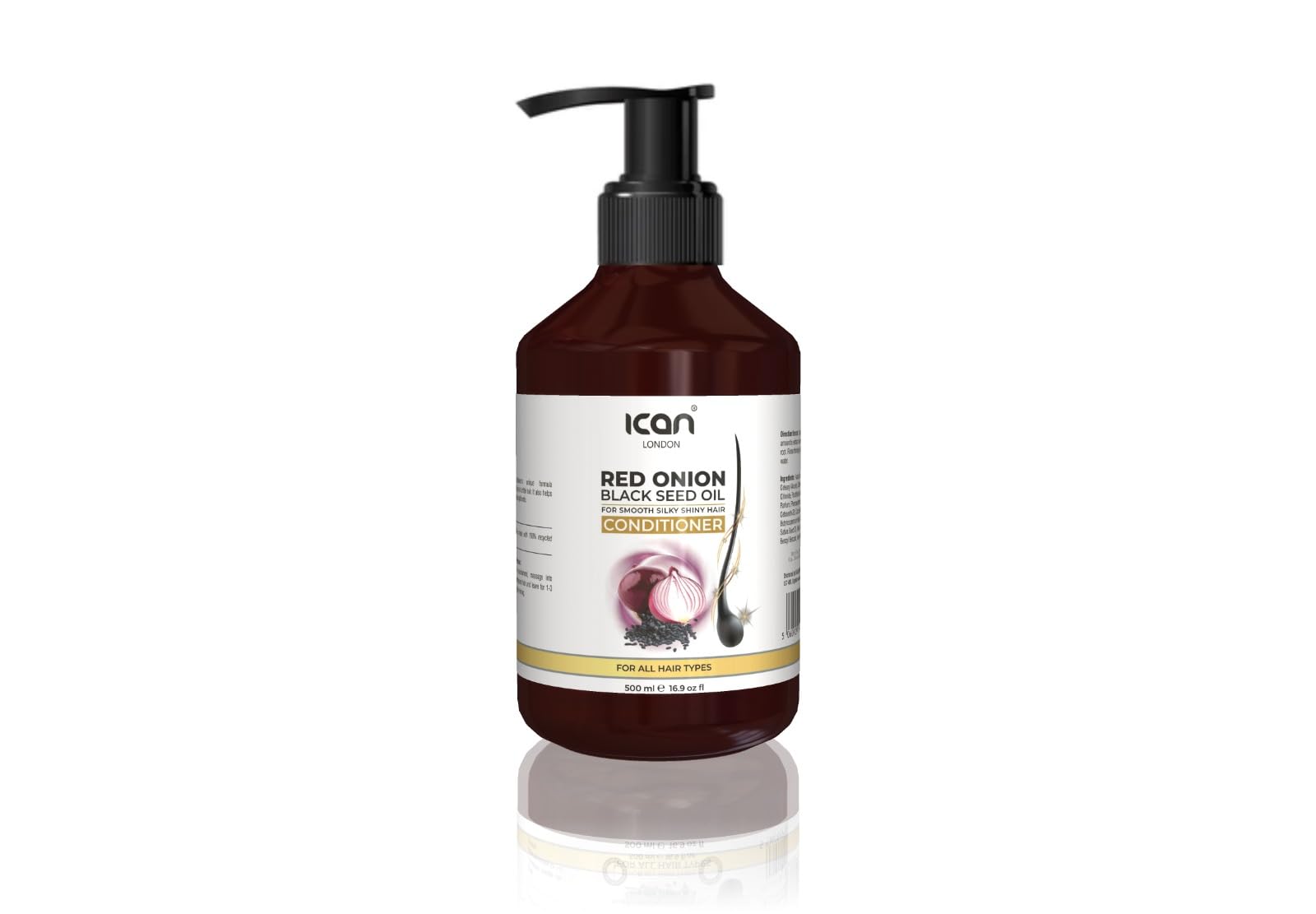 ican London Red Onion + Black Seed Oil Conditioner For Hair Fall Control/Pomotes Hair Growth 500ml, White, 500 g (Pack of 1)