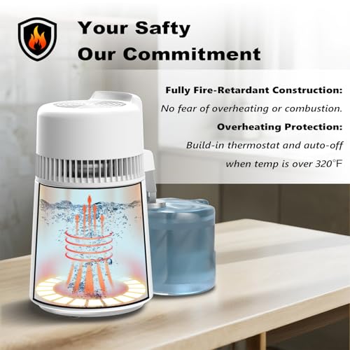 ROVSUN【Upgraded】 1.6 Gallon/6L Water Distiller with Flame-Retardant Material, BPA-Free Container & Stainless Steel Interior, Home Distilled Water Machine Maker Countertop Distilling Water Purifier