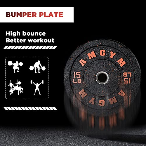 Amgym Bumper Plates, High Bounce Olympic Weight Plates 2-Inch For Weight Lifting And Strength Training,100 Lb Set #TOP3