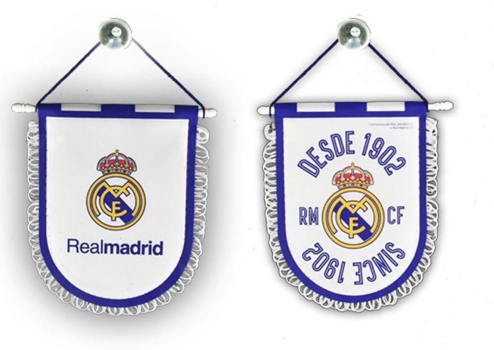 Banderín redondo Real Madrid para coche blanco bordes azul