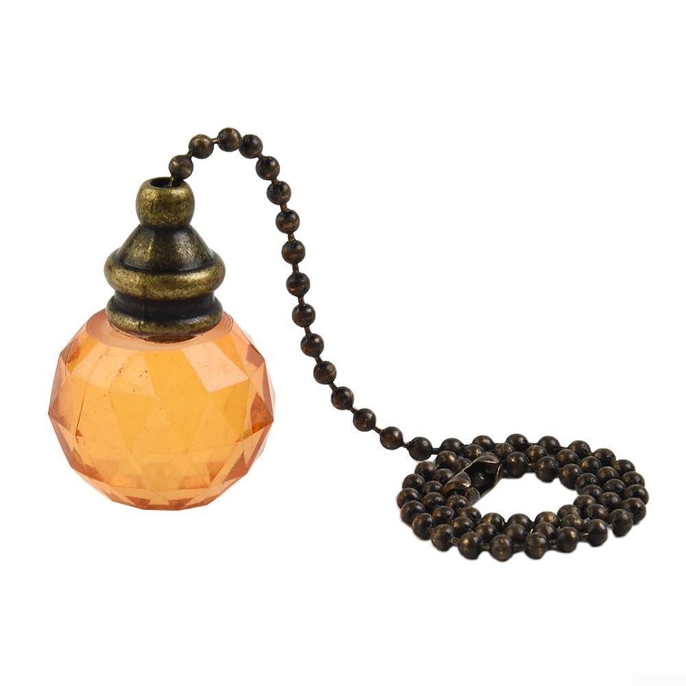 Acrylic for CRYSTAL Ball Light Pull Chain Pull Cord Handle for Ceiling Light Fan Switch(Orange)