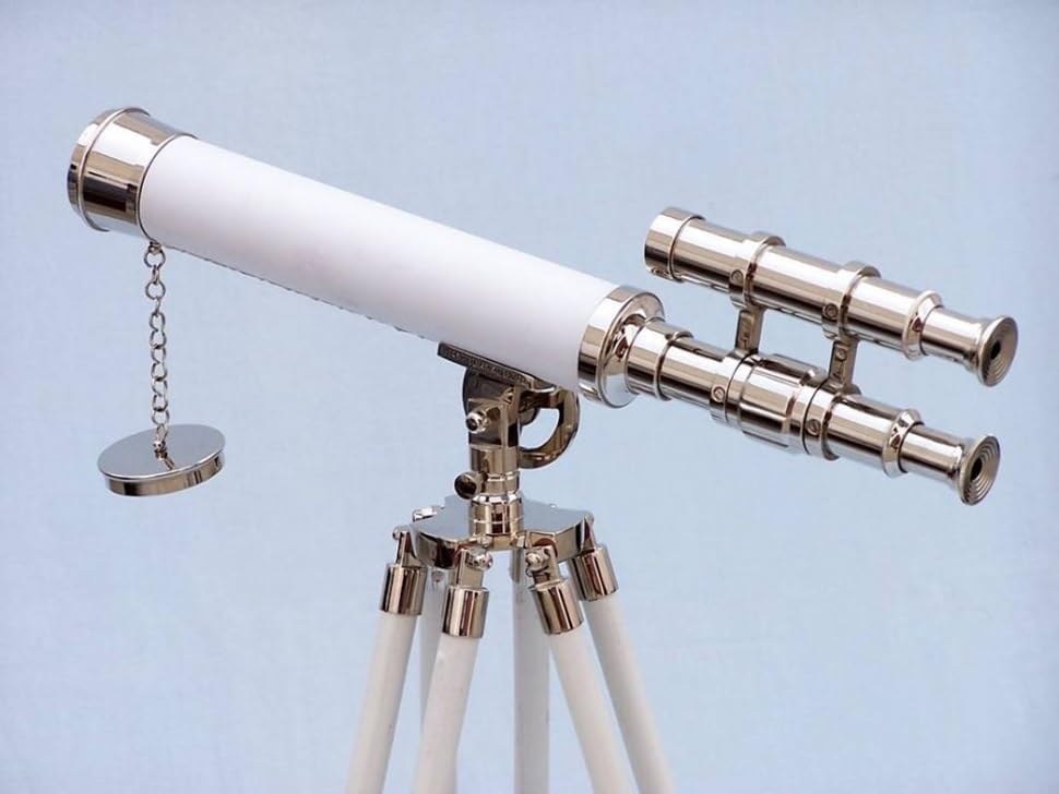 Nauticalmart Floor Standing Chrome with White Leather Griffith Astro Telescope 50"