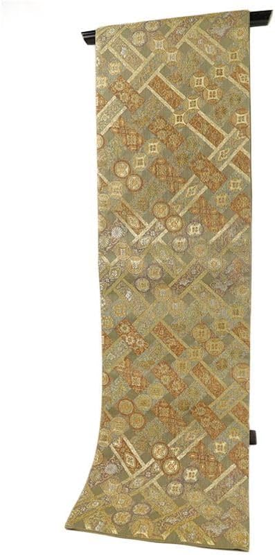 袋帯 正絹 唐織 金 網代 丸 花唐草 花菱 菊 仕立て上がり 着物 西陣織 礼装用 セミフォーマル 結婚式 六通 No.i6-19