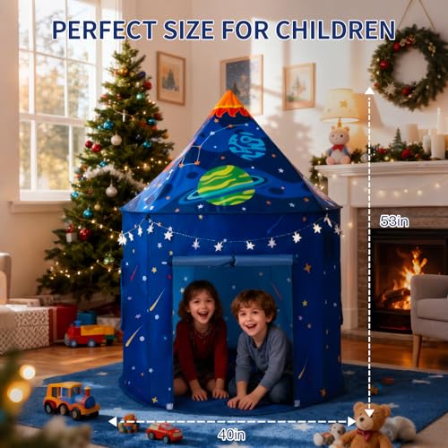 ROIWUIE Rocket Ship Play Tent with Lights
