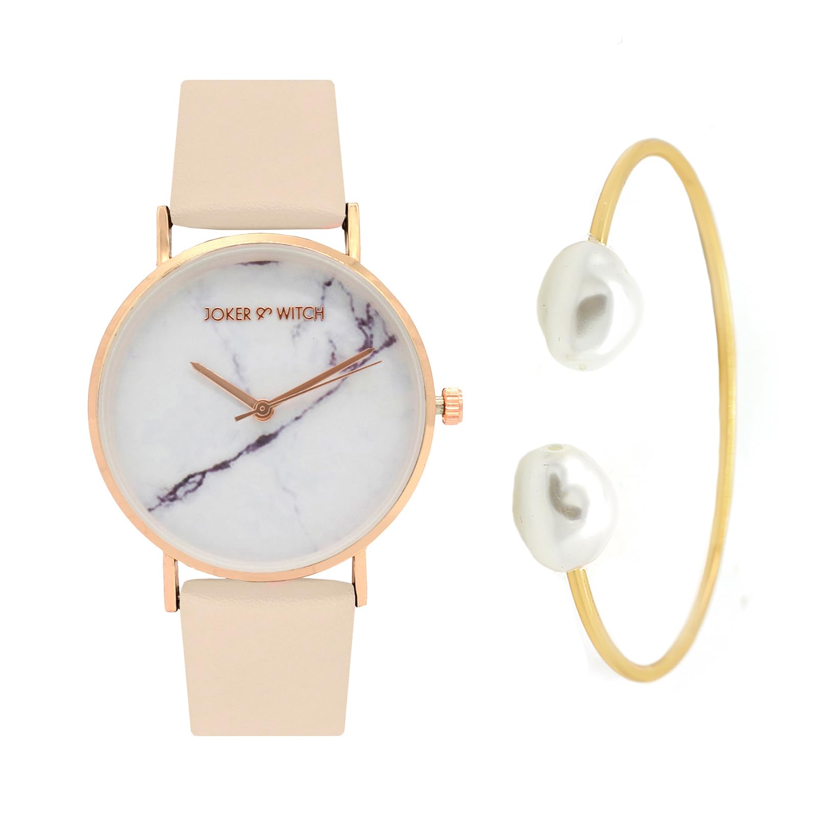 Joker & Witch Leather Women Rose Drip Analog Watch Bracelet Stack, White Dial, Pink Band (B0C7L9WJRJ) Amazon Price History, Amazon Price Tracker