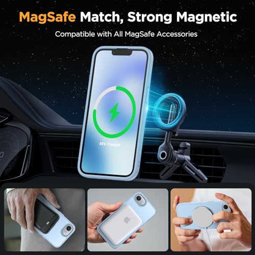 Image of Miracase for iPhone 16e case & iPhone 17e Case for MagSafe [with 2x9H+ Screen Protectors] TOP Military-Grade Protection Shockproof with Velvet Touch for iPhone 16e /17e Phone Case 6.1 inch, Light Blue
