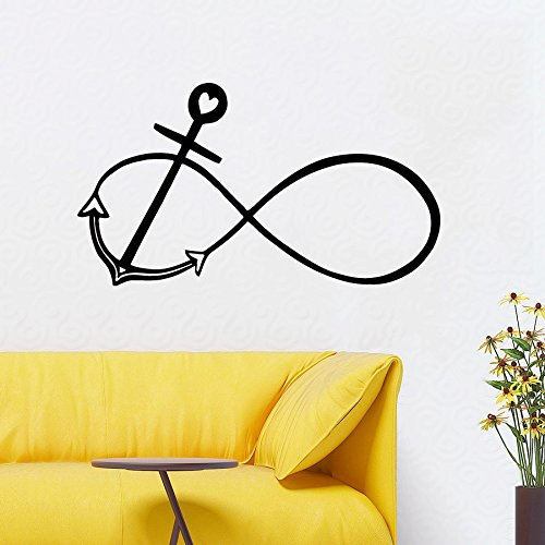 Dnven Anchors Wall Decals Infinity Symbol Bedroom Stickers Art Decors Home Vinyl Lettering Anchors Theme Wall Decals Girls Room Sticker Decors Black 35 Inches X 22 Inches #TOP1