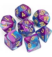CiaraQ DND Polyhedral Dice Set (15pcs) with Bag for Dungeons & Dragons Games (Black & Green)