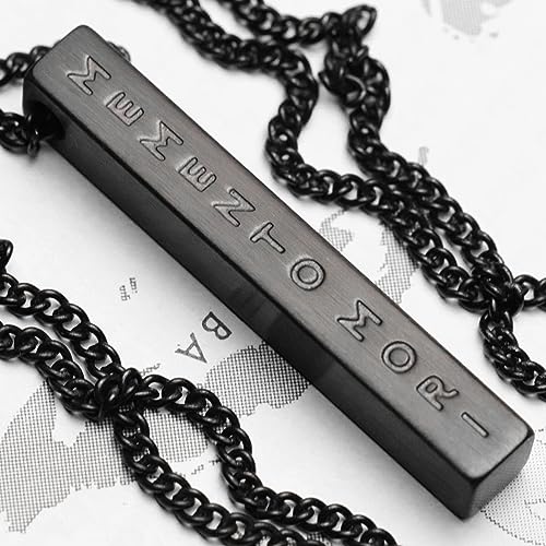 Stoic Muse Memento Mori Double Sided Pendant Bar Necklace Matte Black2