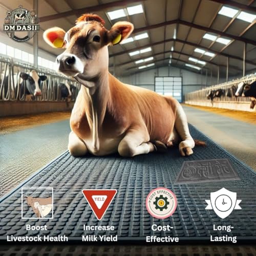 Image of DM DASII Premium EVA Cow Mat | 8x5 ft | 30mm Thick | Durable, Shock-Absorbent & Waterproof | Anti-Slip & Easy to Clean | Ideal for Cows, Buffaloes & Dairy Farms(Super Deluxe, Black)