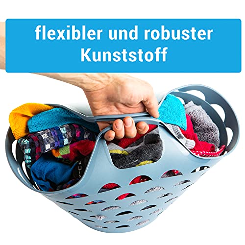 Wäschekorb Flexi, 3er Set, 31 x 40 x 34 cm (ca. 14 Liter), Wäschewanne mit Griffen, 3 Farbe: blau, grün, sand, Made in EU