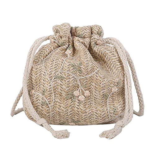 YYZCM Petits sacs à bandoulière femmes plage sac de paille fleur broderie sacs dames dentelle bandoulière sacs à main pour voyage 15x15x6CM-2 Cover