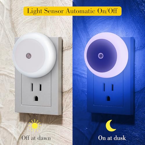 KINUR 6 Pack Blue, LED Night Lights Plug into Wall with Dusk to Dawn sensors, Plug in Night Lights for Kids Room, Bedroom, Bathroom, Baby Nursery,Stair Lights, Hallway Light — view 2