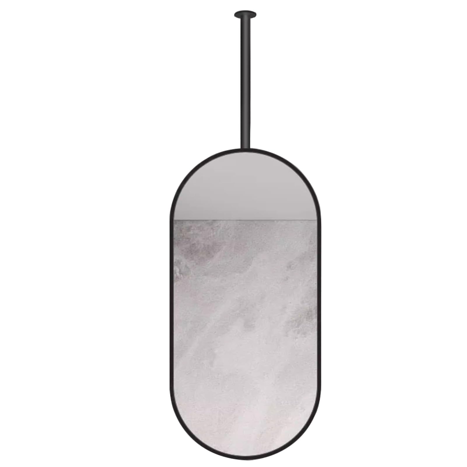 MESOVFCA Modern Oval Mirror Home Decor w/Black Frame Mirrors Entrance/Cloakroom Glass HD Mirrors - Customizable Hanging Rod(40cmx70cm)