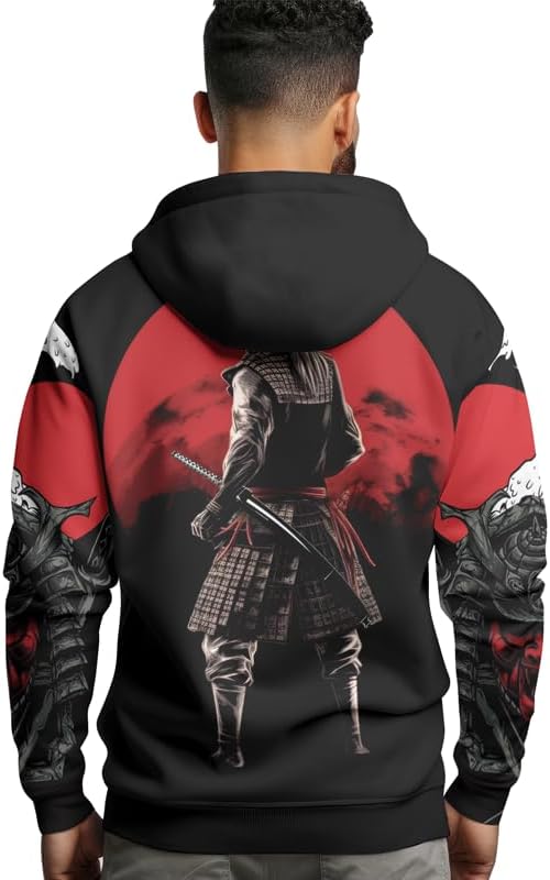 Samurai Men's Hoodie 3D Print Samurai Pullover Sweatshirts Unisex Long Sleeve Casual Hooded