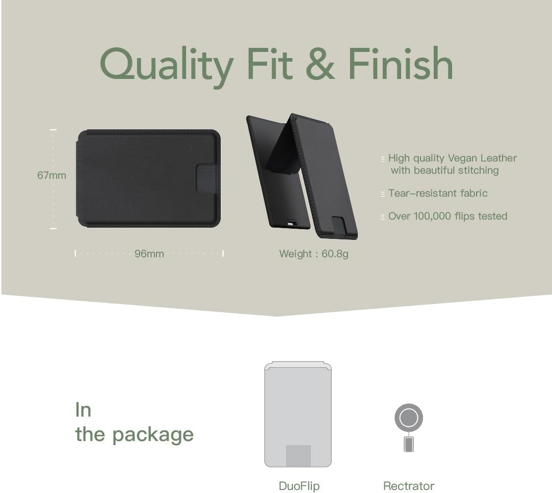 SleekStrip DuoFlip Flippable Magnetic ID Card Holder Leather Phone Wallet for MagSafe with Lanyard