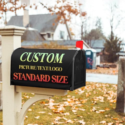 Image of Harooni Personalized Custom Mailbox Covers Magnetic Standard Size 25x21 Inch Add Photo Picture Name Logo Text Uniqu Mailbox Wraps Customized Seasonal Post Letter Box Cover for Home Gadern Decor