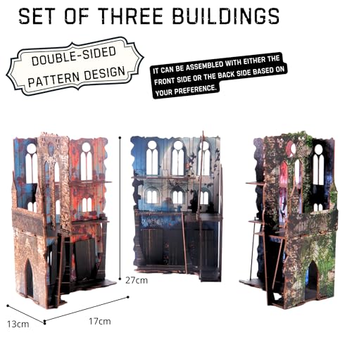 Epic Ruins Terrain Set for WH40K DND Pathfinder 28mm Miniature Wargame Modular Accessories TTRPG Battle Scenery Painted Buildings for Tabletop Wargaming Battlezone Creation Kit for Warhammer 40K