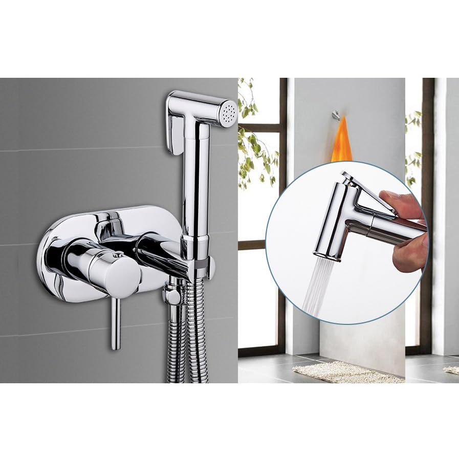 Doccino Per Bidet Per Wc Maniglia Singola Doccetta Per Wc Acqua Calda E Fredda Kit Doccino Per Bidet Wc Ottone Oro Spazzolato modalità Singola