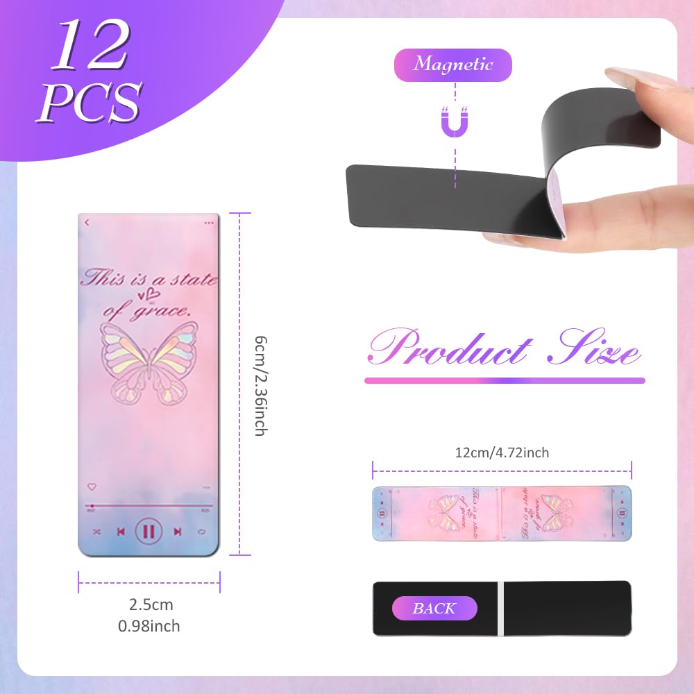 FIDWALL 12pcs Magnetic Bookmarks, Music-Inspired Foldable Book Marks, Aesthetic Magnetic Page Clips - Image 3