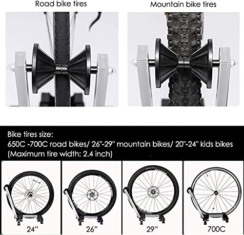 Sports Foldable Alloy Bicycle Stand Bike Floor Parking Rack Steady Wheel Holder Fit 20"-29" Bikesindoor Home Garage Cycling Storage Organizer Cycle Tires Rack Holder For Mountain And Road Bike #TOP2