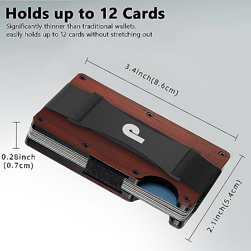 Minimalist Slim Wallet For Men - RFID Blocking Front Pocket Credit Card Holder - Crimson Wood Small Mens Wallets with Money clip4