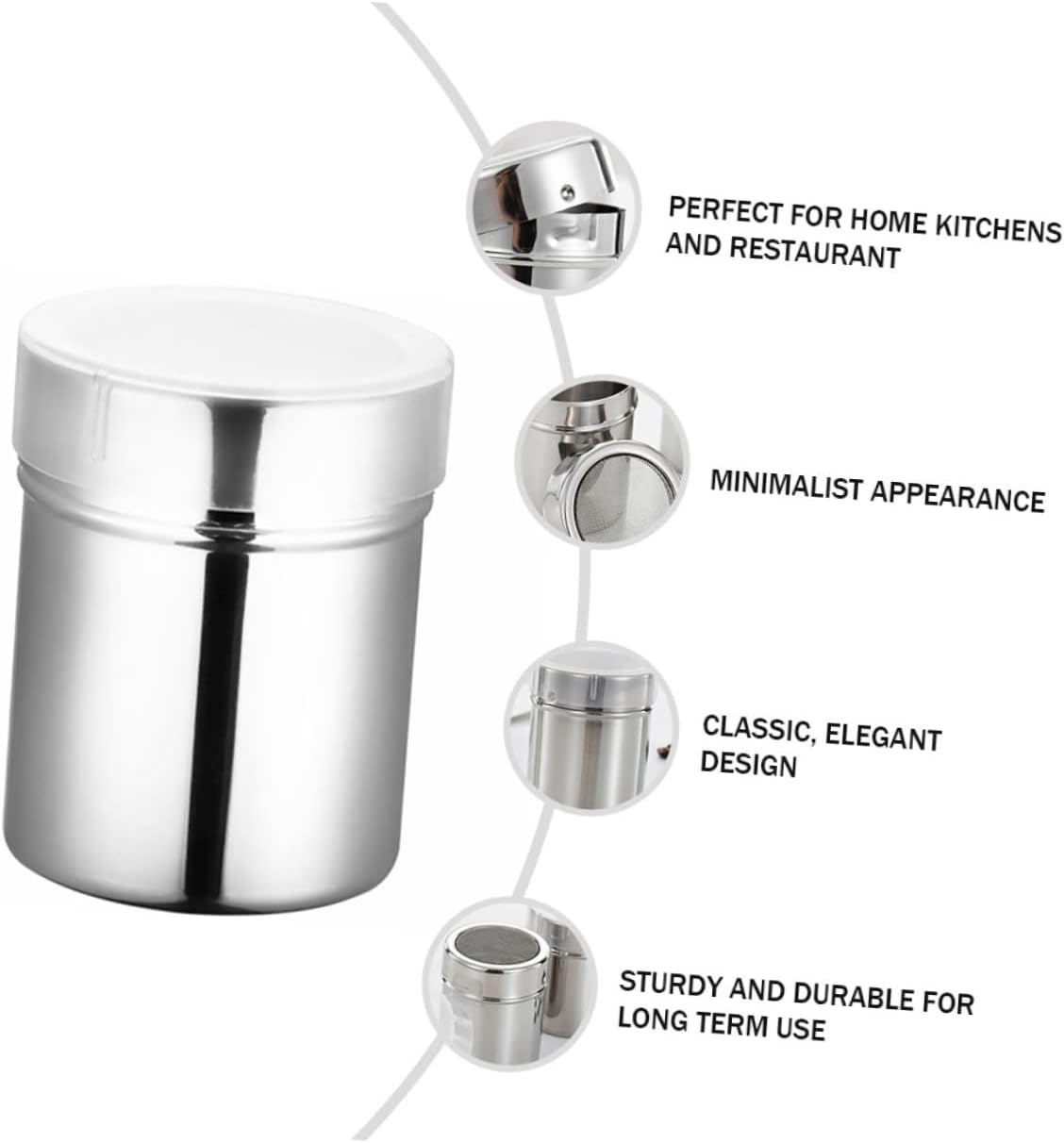 Veemoon 2pcs Stainless Steel Mesh Seasoning Jar Elegant Powder Shaker for Sugar Salt and Spices for Home Kitchens and Restaurants Easy to Clean and Control Powder Dispensing