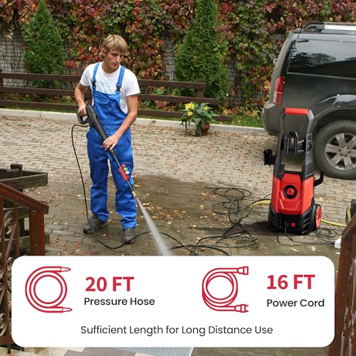 Electric Pressure Washer, 2.5 GPM Power Washer with Foam Cannon, Electric High Pressure Washer with 4 Quick Connect Nozzles for Cars, Driveways, Fences, Patios, Home Cleaning thumbnail 6